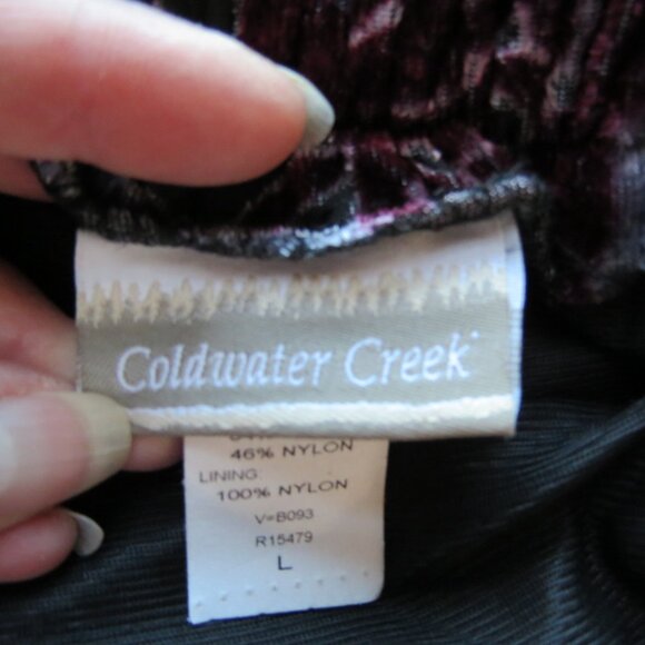 Coldwater Creek Gray & Burgundy Floral Midi Skirt Burn Out Lined Size Large - Picture 6 of 8